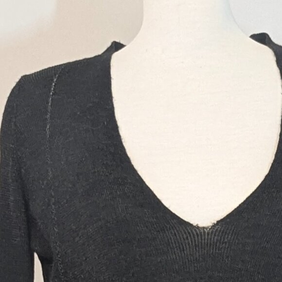 Zara Split Hem Sweater Dress Green Black Medium - Picture 4 of 10